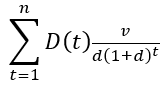 D(t) [ v / (d (1+d)^t)]